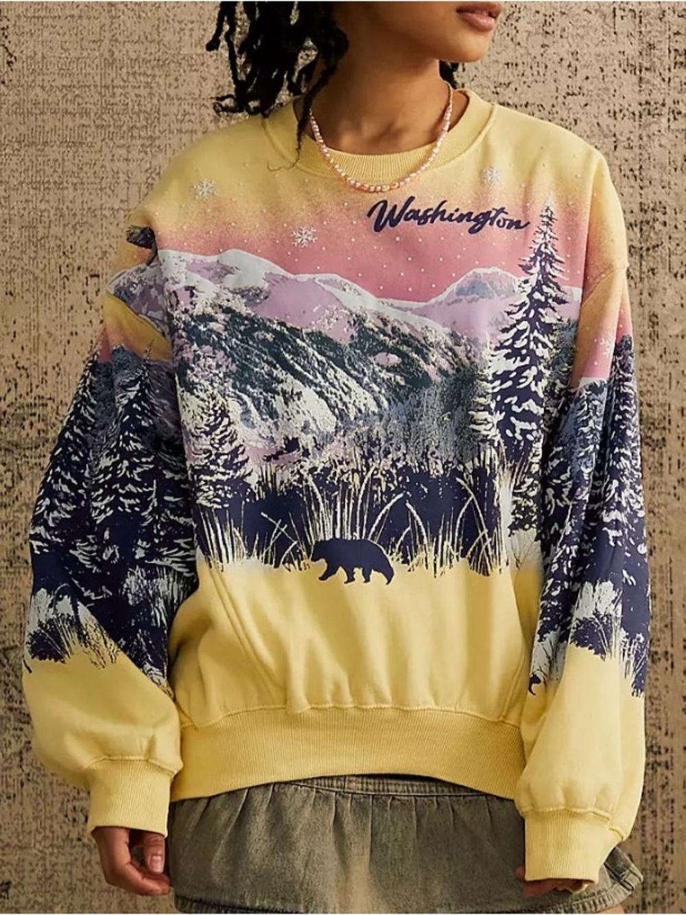 Urban Outfitters Destination Wilder Washington Yellow Sweatshirt Rare Find Small